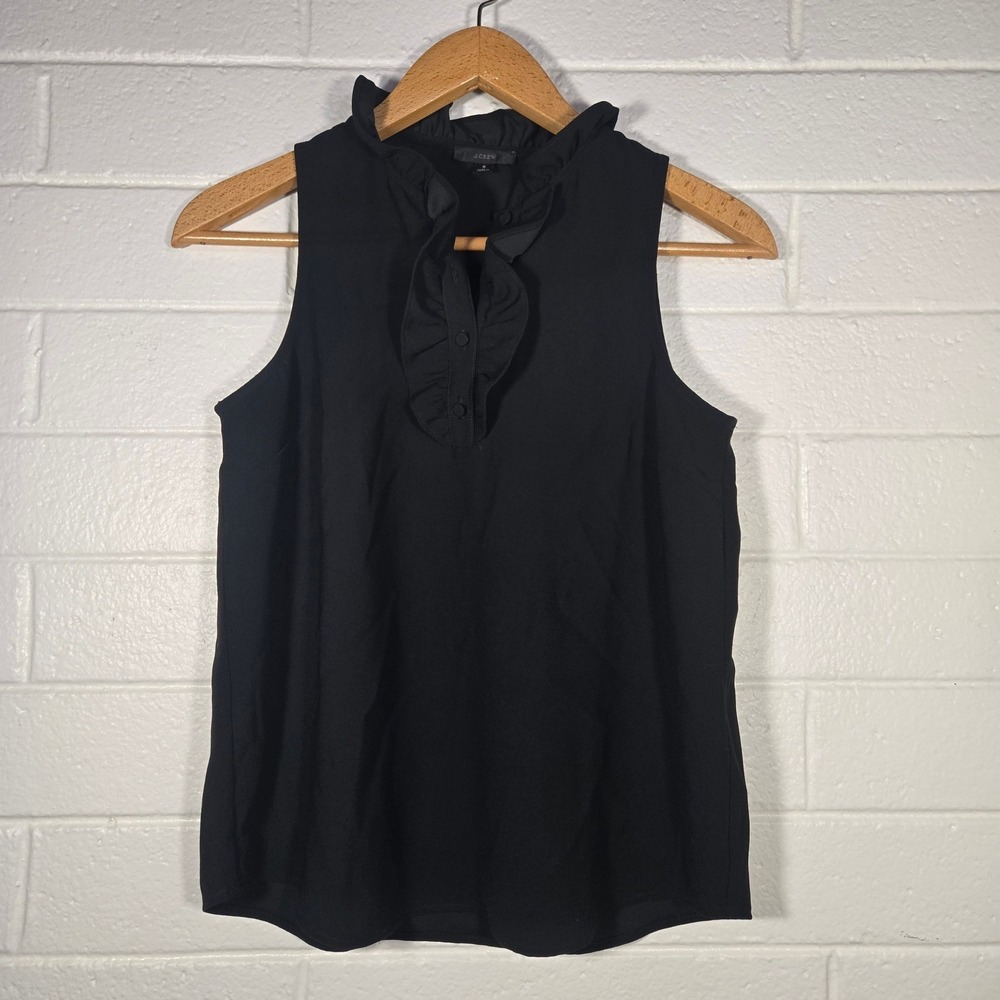J.Crew 365 Crepe Ruffle Neck Sleeveless Blouse Top Small Avant Garde‎ Victorian